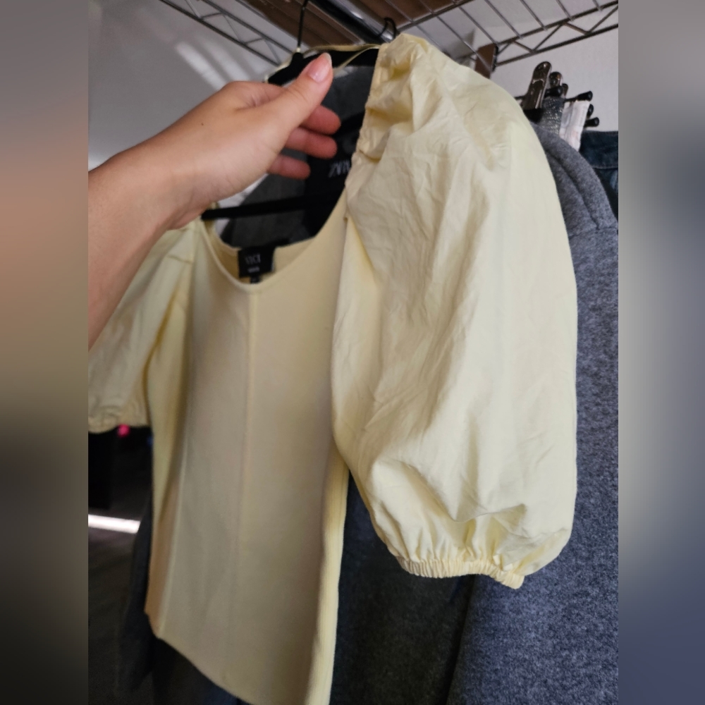 VICI Pastel Yellow Puff sleeve blouse